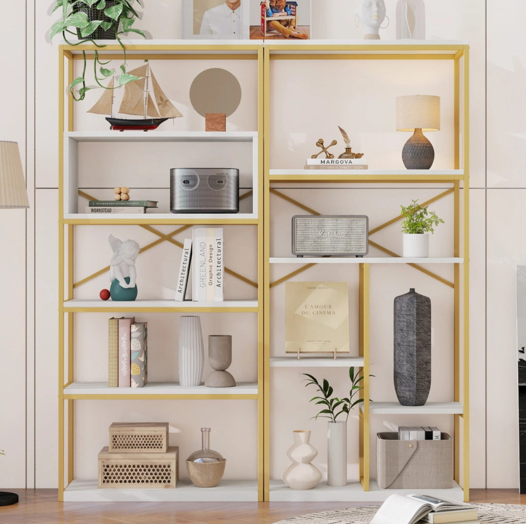 Libreria moderna 160x29,5x180 cm in MDF e metallo