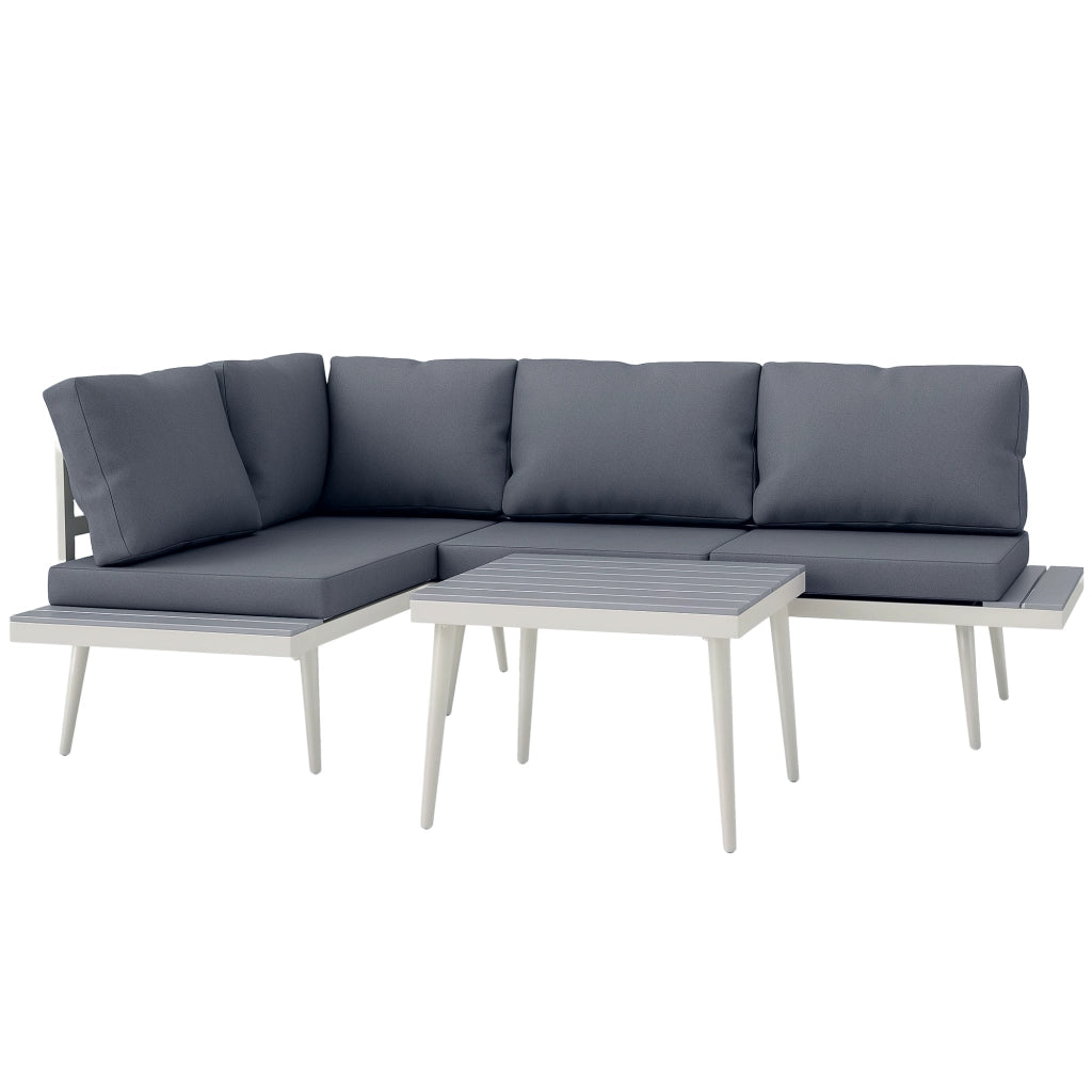 Set Salotto Giardino 2 Divani con Cuscini e Tavolino ¨C Zephmum ¨C Grigio