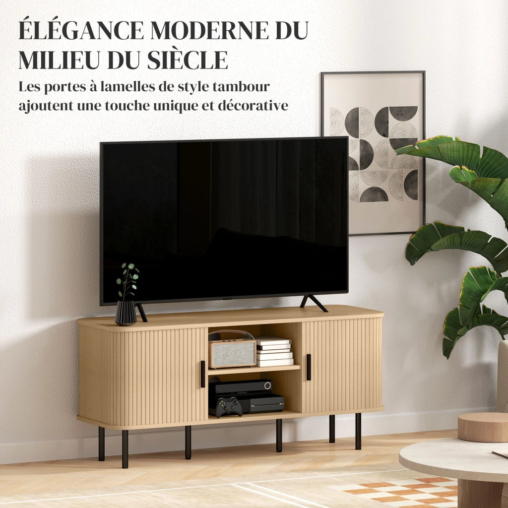 Mobile TV design scandinavo con 2 ante tambour ¨C zephmum ¨C ton ch¨ºne 120x30x