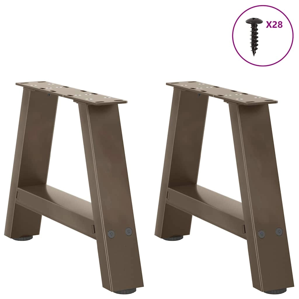 Set di 2 gambe per tavolino da caffè a forma di A 50 x 30 cm con piedini regolabili stile moderno acciaio nero 02_0057099