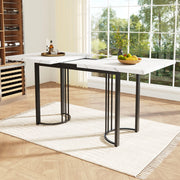 Tavolo da pranzo allungabile 140-179.5x80x75.5 cm; MDF; metallo; bianco/nero