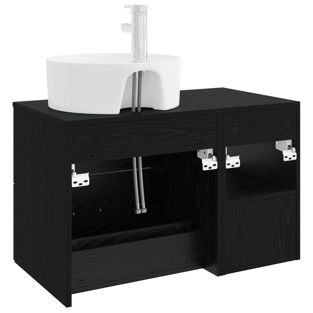 Set di mobili per il bagno 2 pcs Rovere Nero 3403905