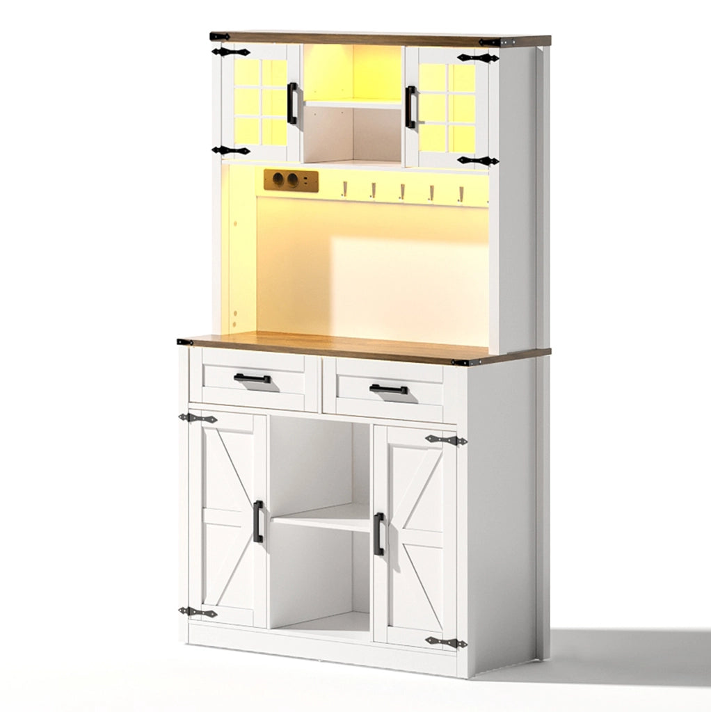 Credenza bar con LED regolabili e stazione di ricarica 100x40x172 cm; marrone e bianco