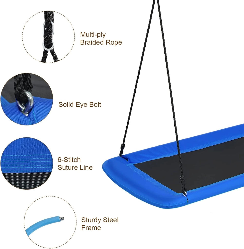 Altalena Regolabile in Altezza, per Bambini e Adulti, Altalena da Giardino fino a 150 kg, Altalena Sospesa per Interni ed Esterni, 150 x 80 cm (L x P) (Blu)