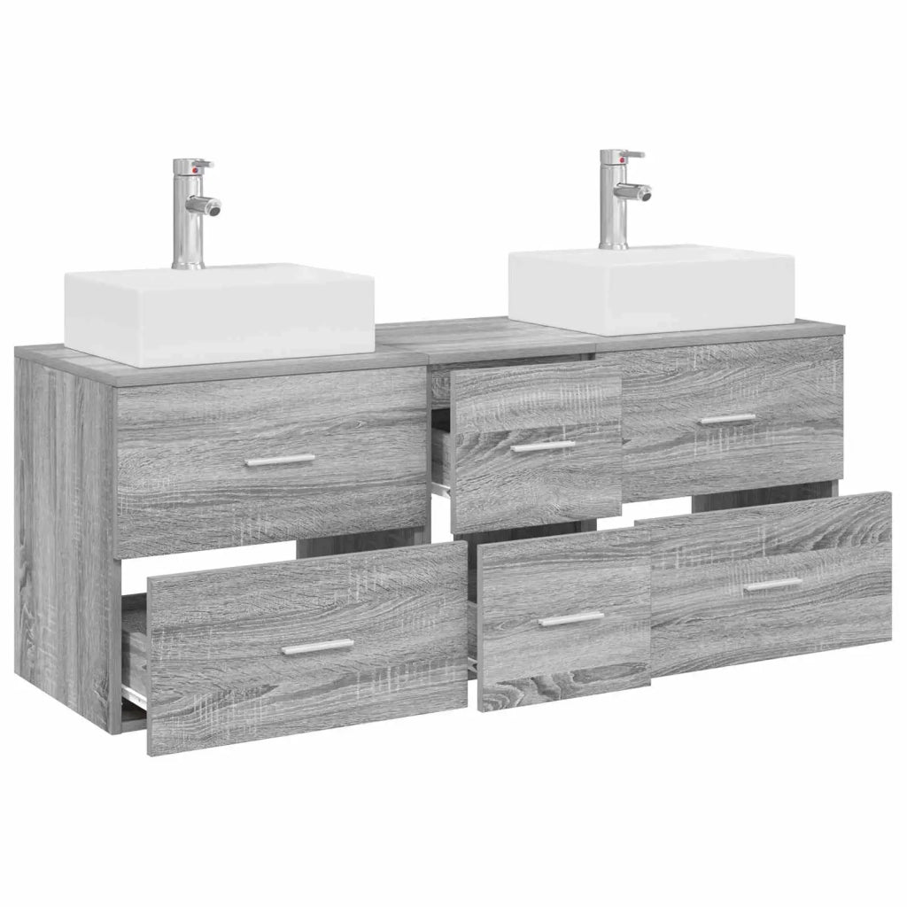 Set di Armadi da Bagno 3 pz Sonoma grigio 49,5 x 41 x 62,5 cm 3405848