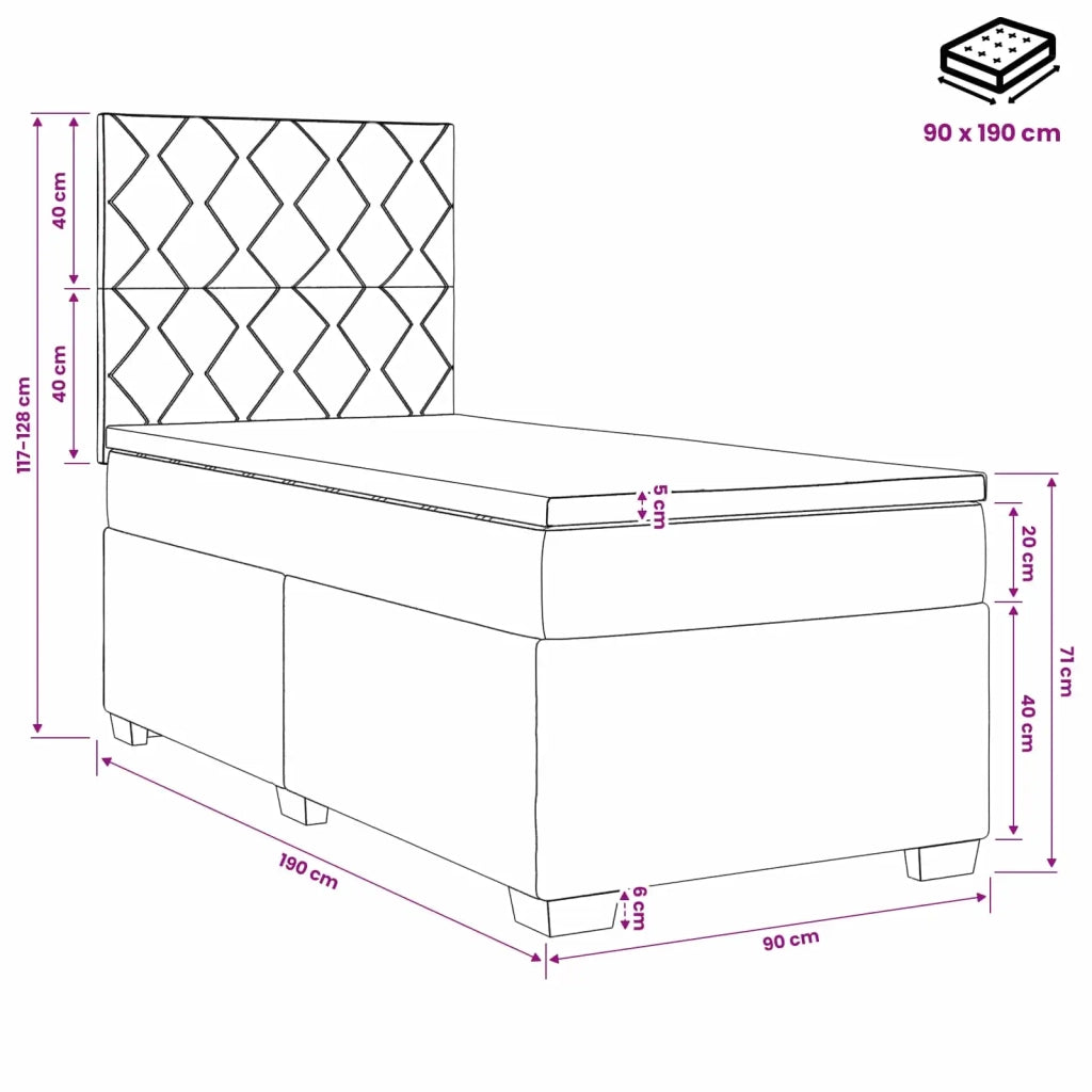 Letto box spring con materasso Blu 90 x 190 cm Velluto 3453558