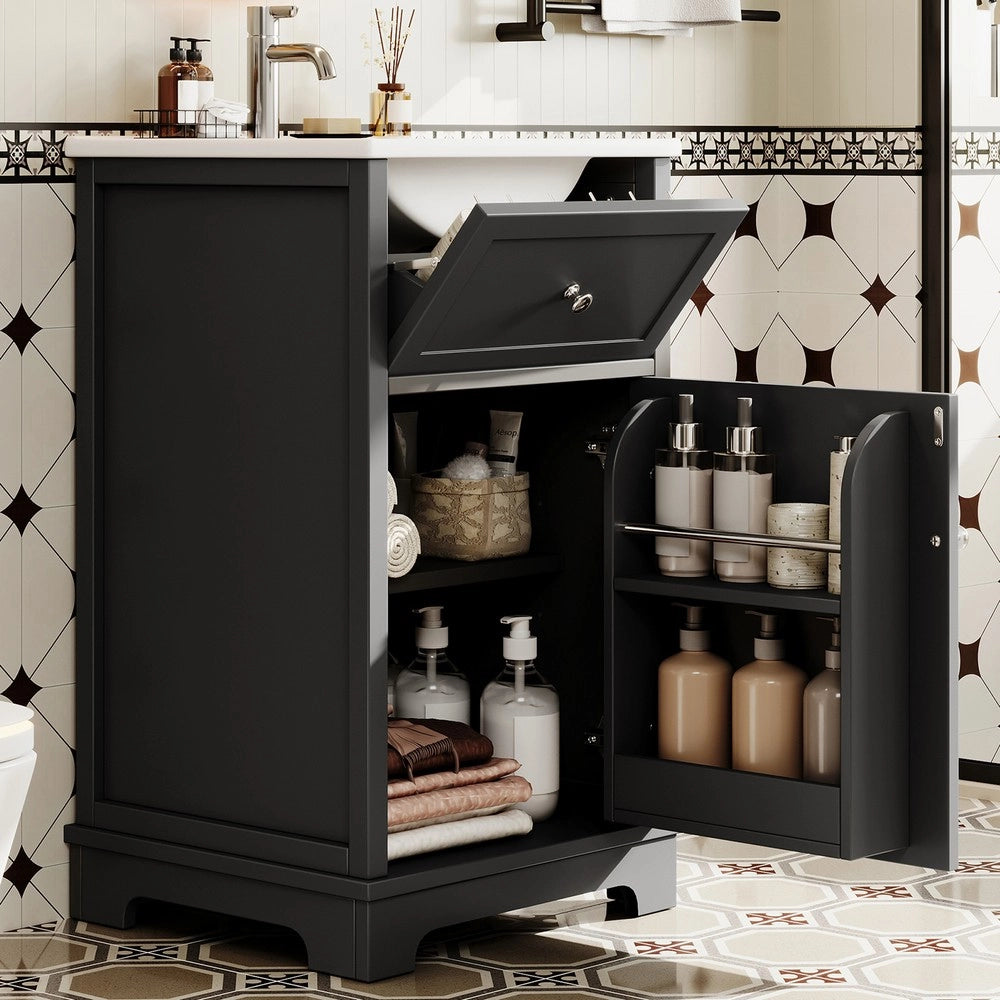 Mobile da Bagno con Lavabo Integrato e Cassetto ¨C Xylo ¨C Nero, MDF, 51x46x87 cm