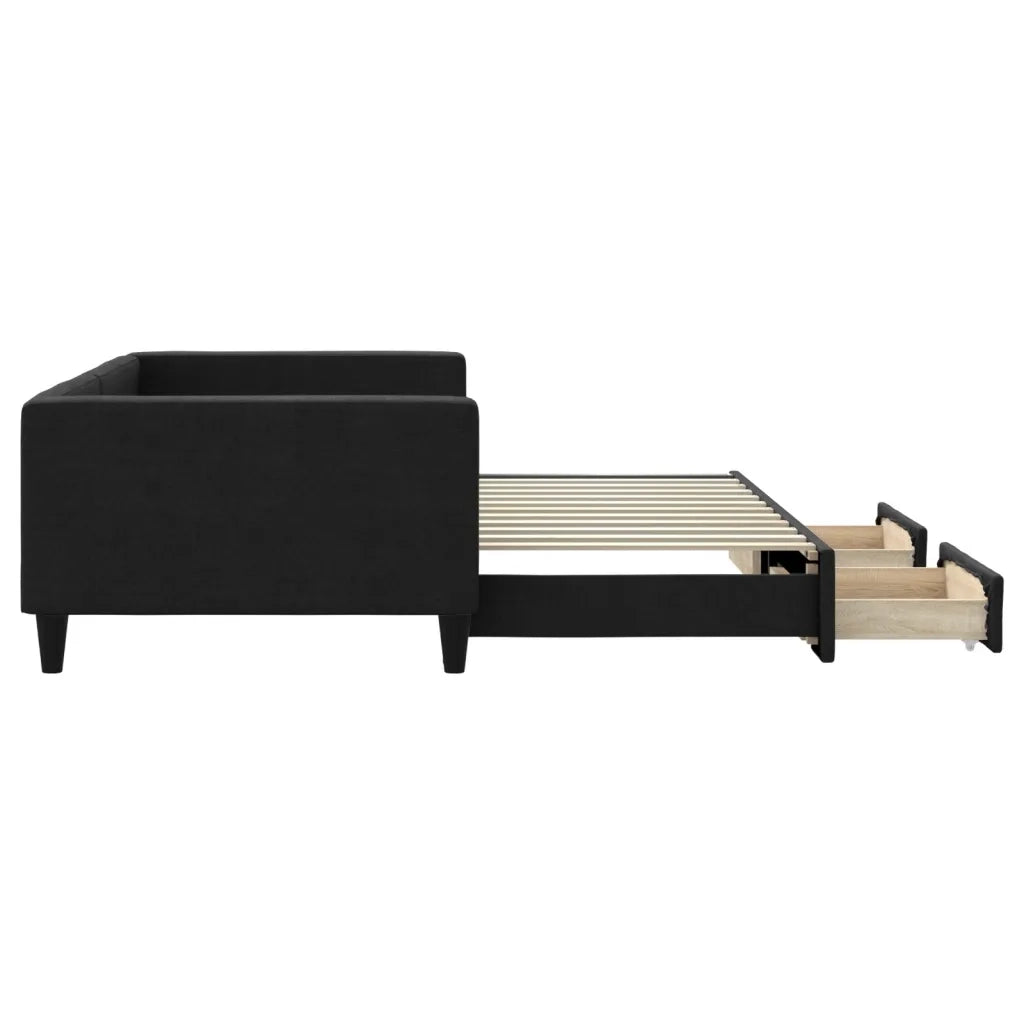 Divano Letto Estraibile con Cassetti Nero 100x200 cm in Tessuto 3196621