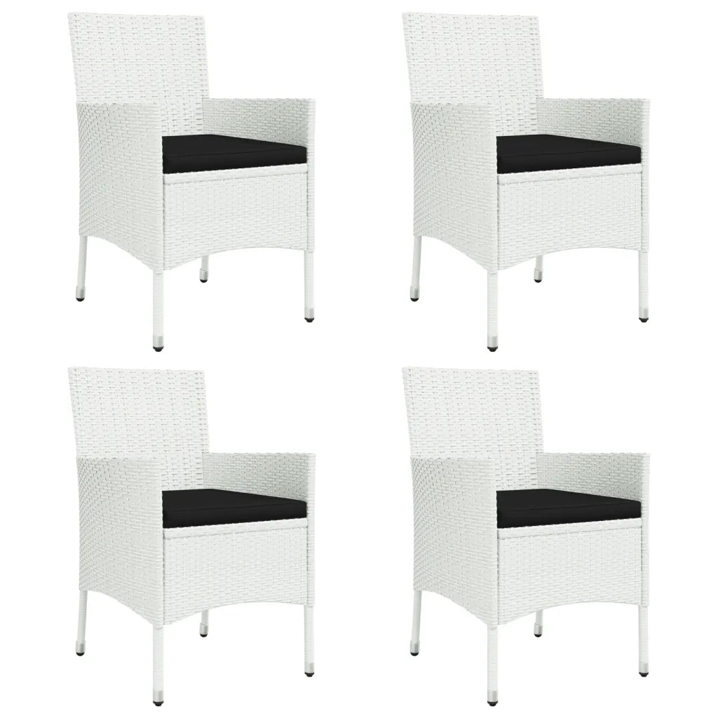 Set da Pranzo da Giardino 5 pz con Cuscini in Polyrattan Bianco 3187341