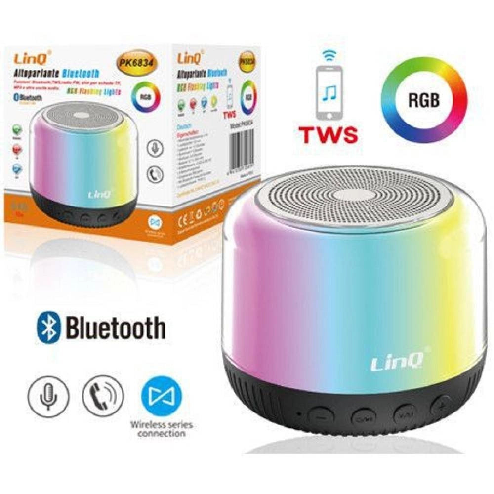Trade Shop - Speaker Bluetooth Rgb Portatile Pk6834 Cassa Altoparlante Con Luce Led Wireless -