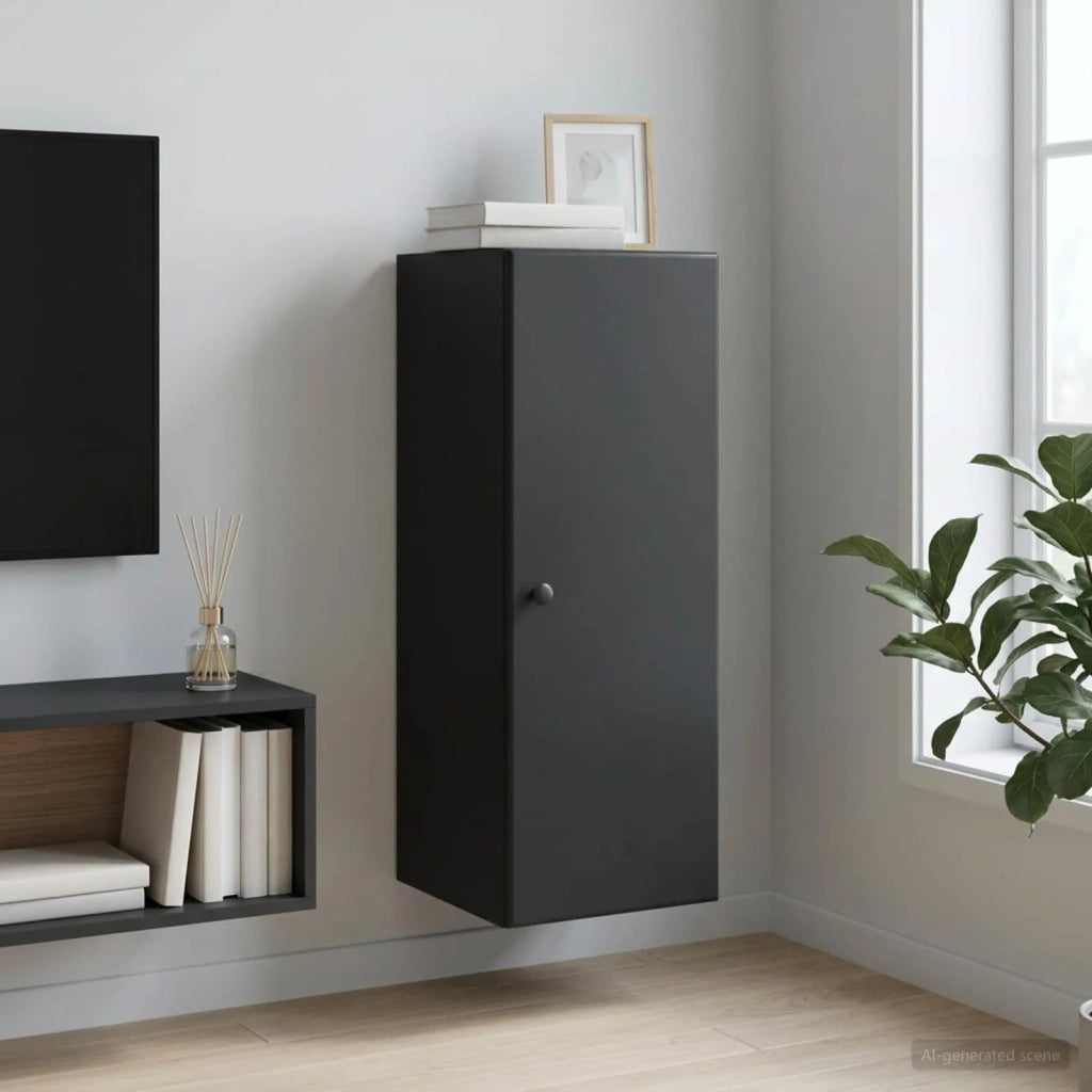 Mobiletto a muro Nero 33 x 34,5 x 90 cm Legno ingegnerizzato 899096