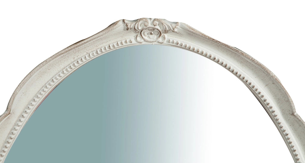 Biscottini Specchiera da parete verticale/orizzontale in legno finitura bianca anticata L53xPR3,5xH72 cm Made in Italy