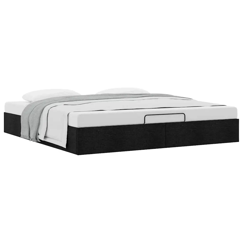 Struttura Letto Pouf senza Materasso Nero 180x200 cm in Tessuto