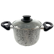 Trade Shop - Pentola 16cm Antiaderente Antigraffio 7 Strati 2 Manici Con Coperchio In Vetro 032871m -