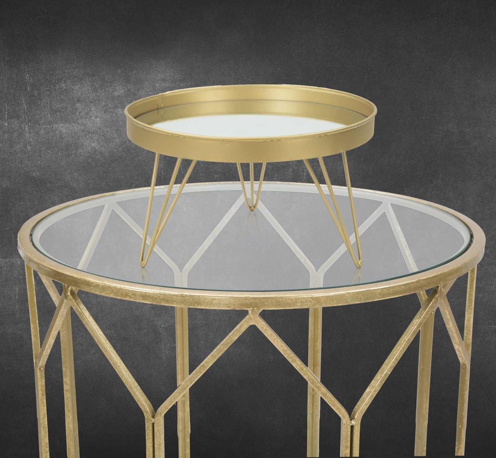 Svuota Tasche Glam Oro/Mirror Ø31x18 cm in Ferro e Specchio Oro