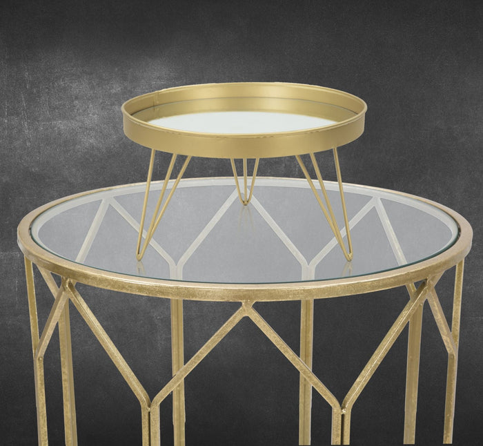 Svuota Tasche Glam Oro/Mirror Ø31x18 cm in Ferro e Specchio Oro