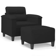 Poltrona | Sedia Relax con Poggiapiedi Nero 60 cm in Tessuto Microfibra