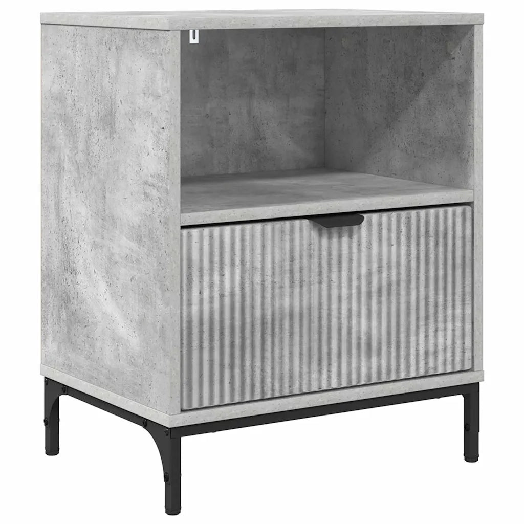 Comodino | Armadio da Notte | Mobiletto da notte con cassetto Grigio cemento 49 x 36 x 61 cm
