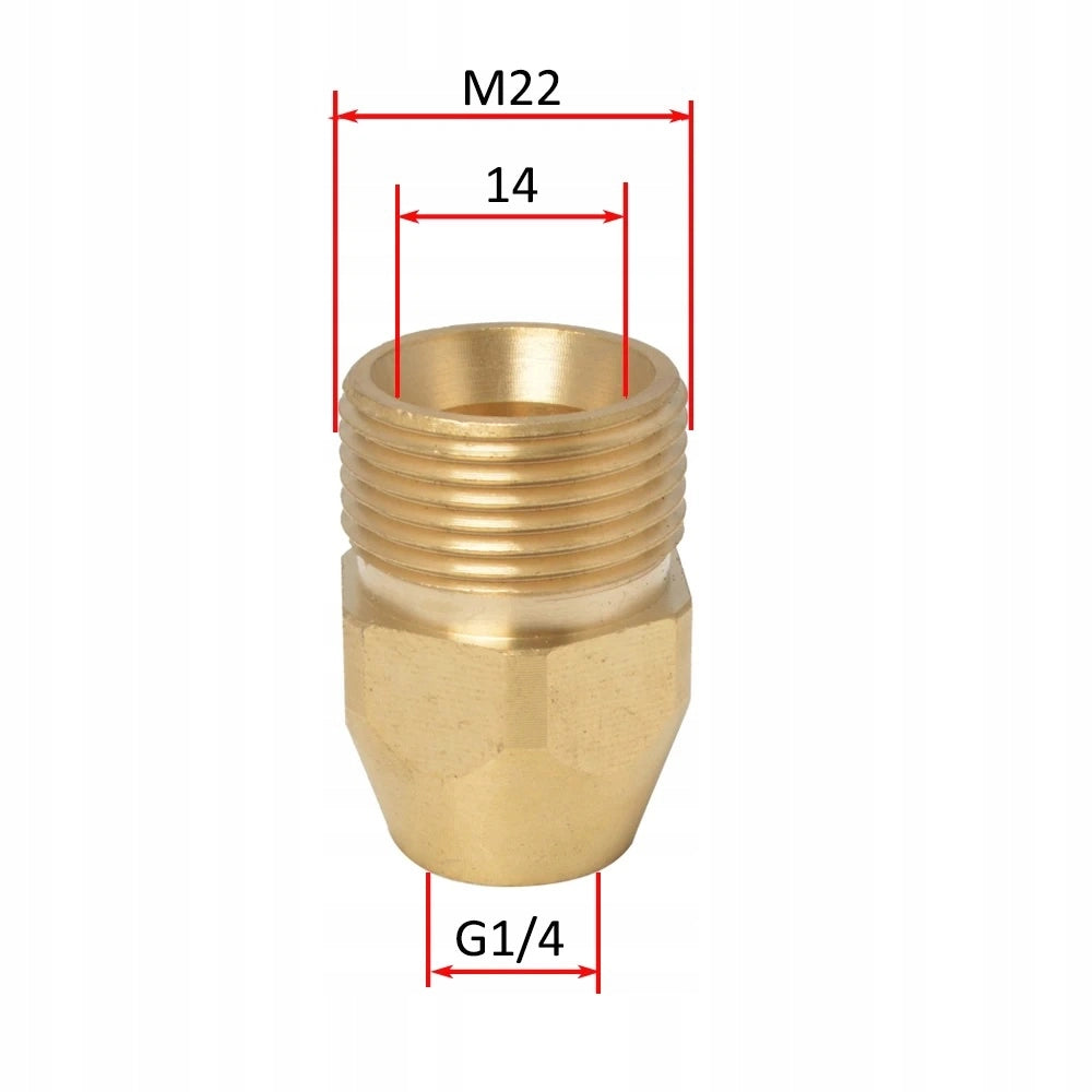 Adattatore M22x1.5M - G1/4F | Riduzione in Ottone per Idropulitrici | Compatibile con Kärcher/Kranzle
