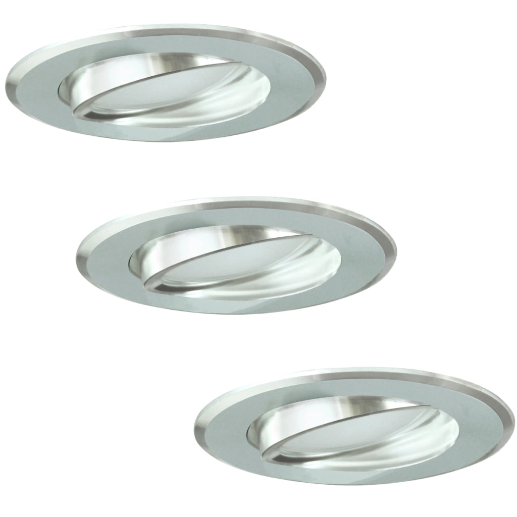 Faretto incasso tondo alluminio argento 3pz GU10 Polux