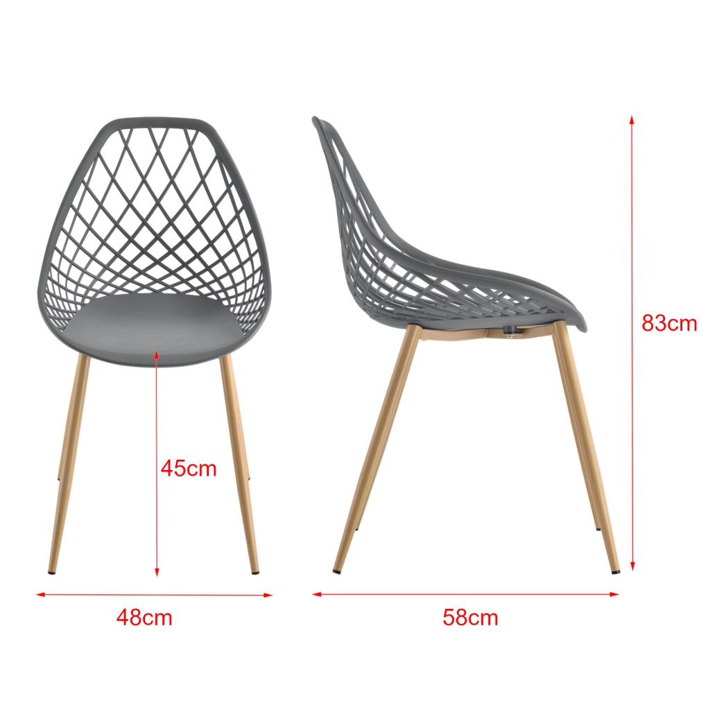 Set Warschau di 2 Sedie da Sala a Scocca Unica in Plastica - Grigio / Effetto Faggio [en.casa]