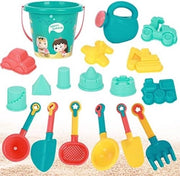 Set di giochi per bambini, 18 pezzi, giochi per il mare, giochi per il mare con secchio, forme di sabbia, secchielli, rastrelli, vanghe e sacchetti a rete, cassa di sabbia, giochi per bambini, per ragazzi