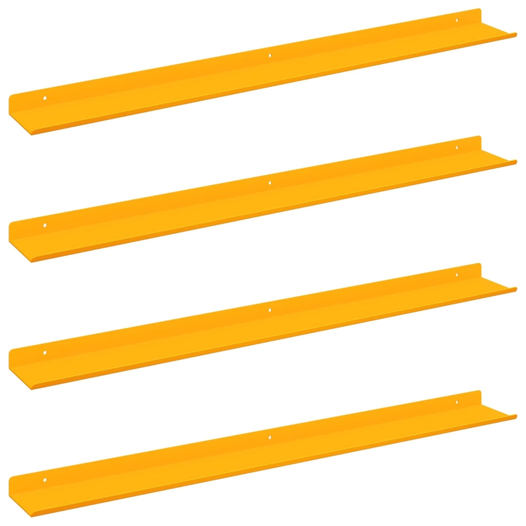 Mensola sospesa 4 pcs Giallo senape 80 x 9 x 2,5 cm Acciaio 8003979