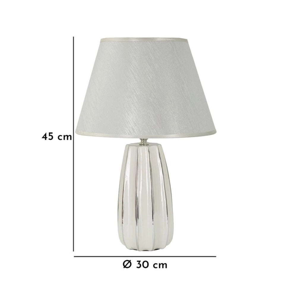 Lampada da Tavolo VKH112, Bianco, Ceramica, 30x30x45 cm