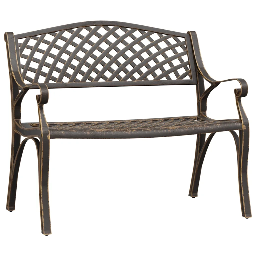 Panchina da Giardino 102 cm in Alluminio Pressofuso Bronzo 317747