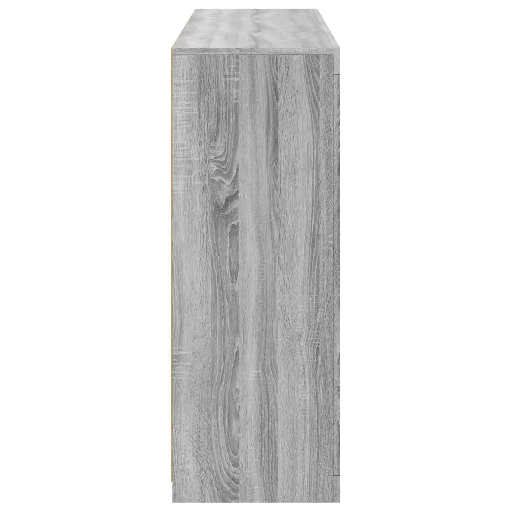 Credenze con Luci LED 3 pz | Madia | Buffet da pranzo | Armadio da pranzo Grigio Sonoma in Legno Multistrato