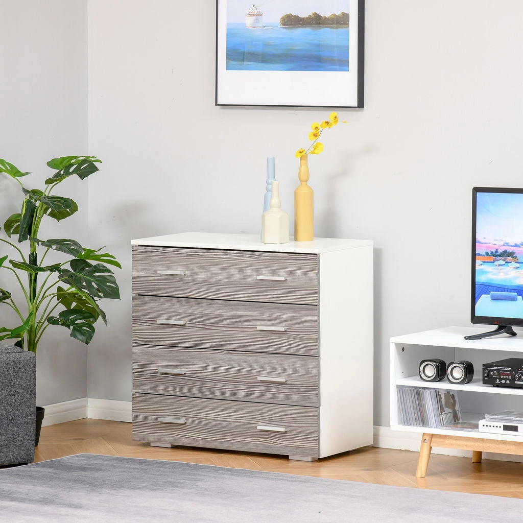 CASSETTIERA CON 4 CASSETTI IN LEGNO 76X35X72CM COLORE BIANCO GRIGIO