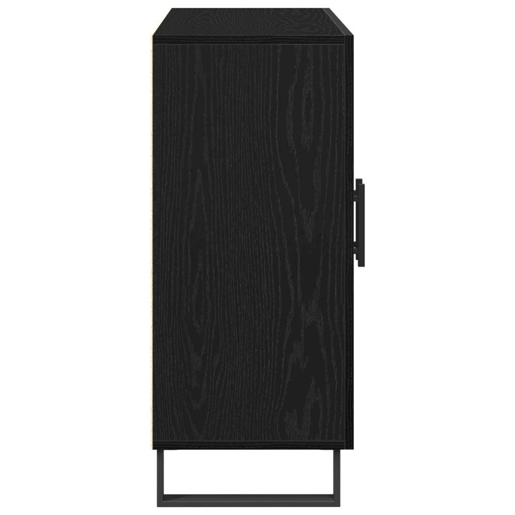 Sideboard  con 3 porte in rovere nero 90x34x80 cm in legno ingegnerizzato