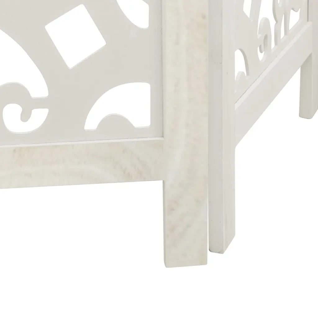Divisorio Ambienti 5Pannelli Bianco Legno Massello di Paulownia 358743