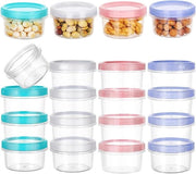 Set di 16 piccole scatole per cibo con coperchio, scatole per snack colorate, contenitori in plastica riutilizzabili a chiusura ermetica per pranzo, yogurt e frutta