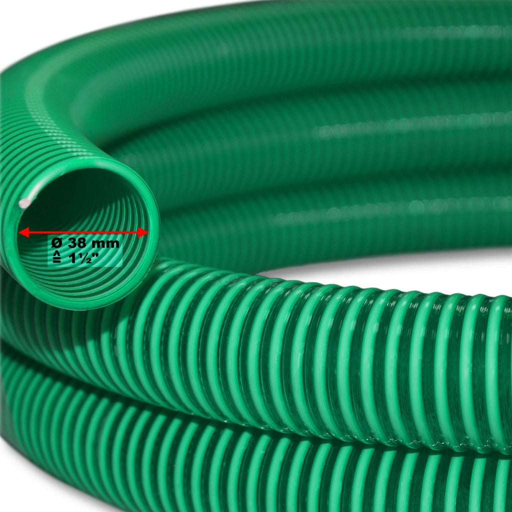 Tubo flessibile di aspirazione a pressione da 5 m diametro 38 mm (1 1/2") rinforzato a spirale verde 16_0001590