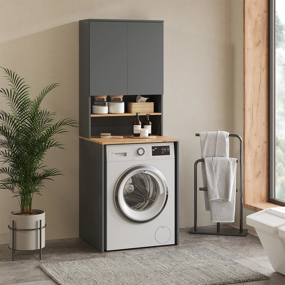 Vicco Mobile lavatrice Antracite/quercia dorata 68 x 88.2 cm 2 parti con ripiano