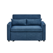 Divano letto 2 posti convertibile con funzione relax e porte USB; in tessuto; blu navy