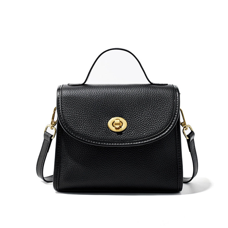 Borsa a tracolla da donna in vera pelle, borsa a mano casual, borsa tote nera.