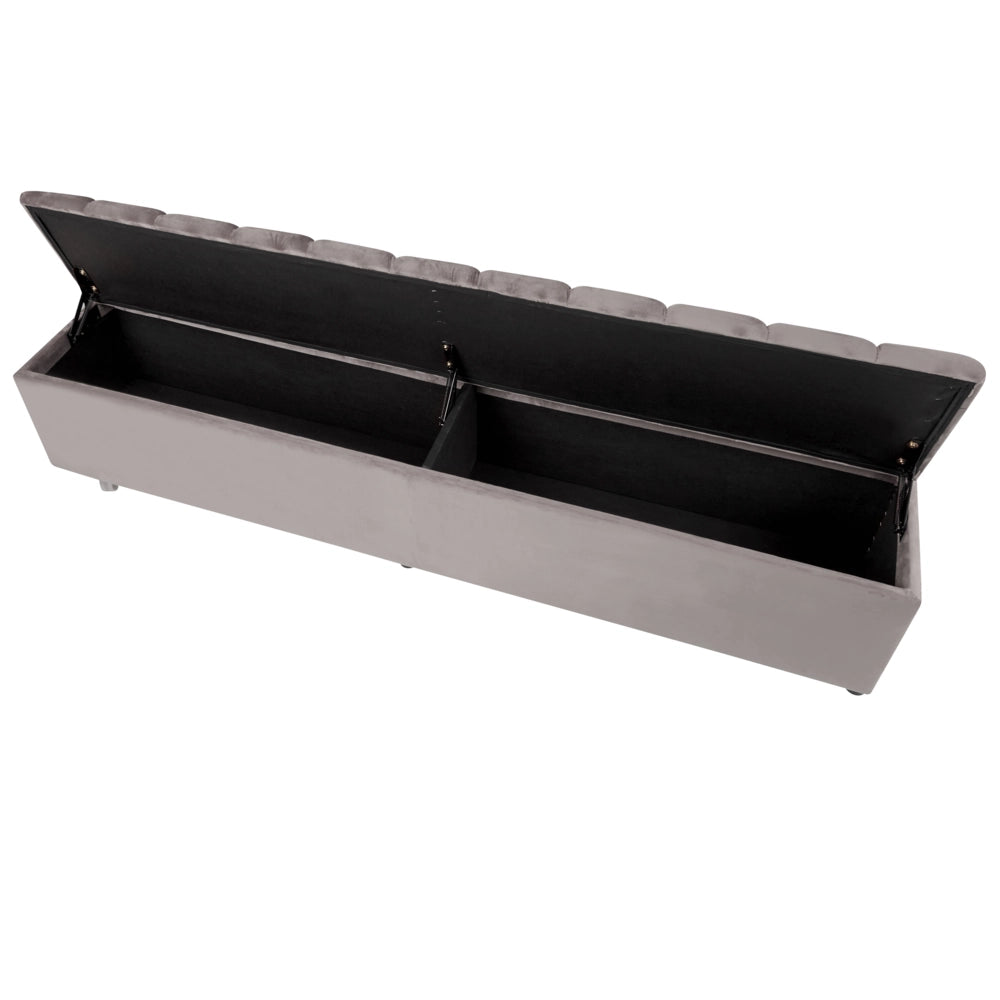 Letto velluto di colore grigio rete a doghe e cassapanca 180 x 200 cm stile moderno glam