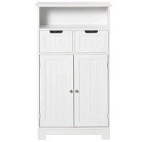 kleankin Mobile Bagno Multiuso Salvaspazio, Armadietto da Bagno con Armadietto 2 Ante, Mensola e 2 Cassetti Regolabili, 60x30x108.8cm, Bianco