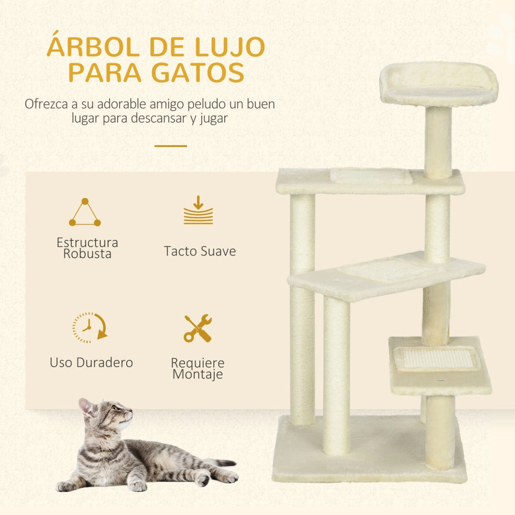 Letto per Gatti Rascador Grande con Posti per Ara?ar ¨C Zephmum ¨C Beige 50x50x100 cm