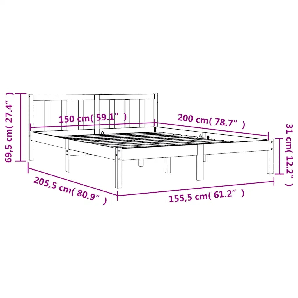Giroletto senza Materasso-Struttura Letto Marrone Cera 150x200 cm Legno di Pino 729907
