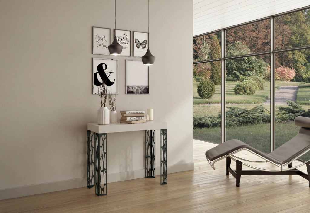 Consolle Allungabile 90-196x40x77 cm in Nobilitato Bianco