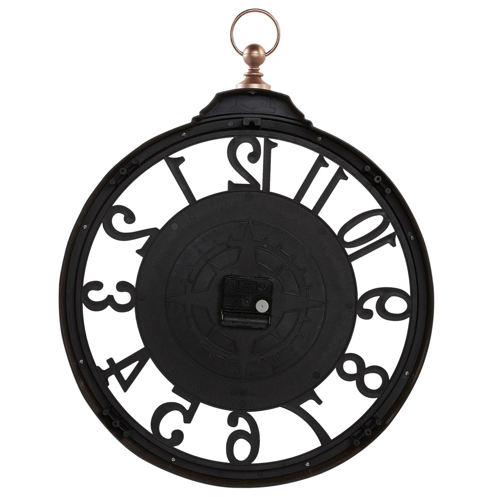 Orologio da parete nero ramato in materiale sintetico 44 cm con numeri arabi in stile tradizionale