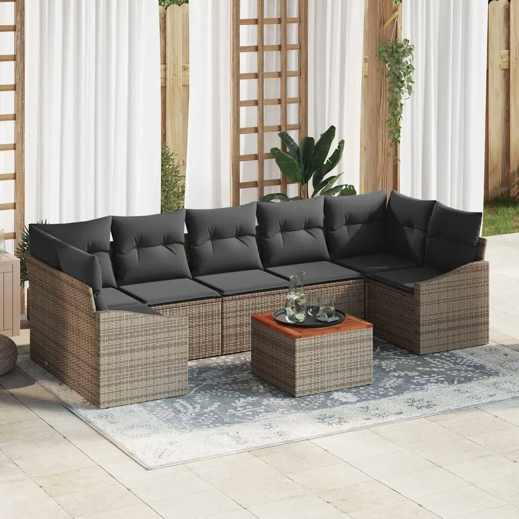 Set Divano da Giardino 8 pcs Grigio polyrattan 3356466