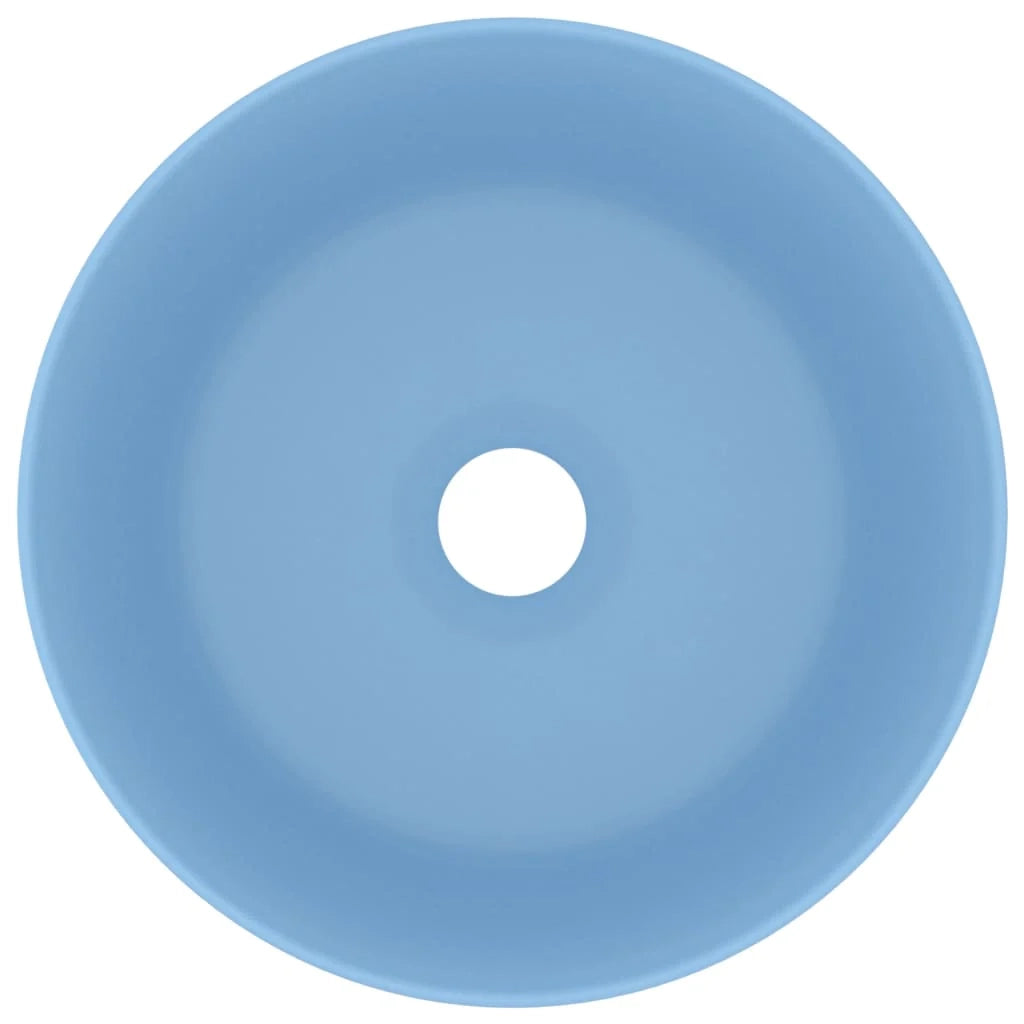 Lavabo da appoggio rotondo di lusso lavabo da bagno guardaroba cucina arredamento per la casa 40 x 15 cm ceramica azzurra opaca 02_0002753