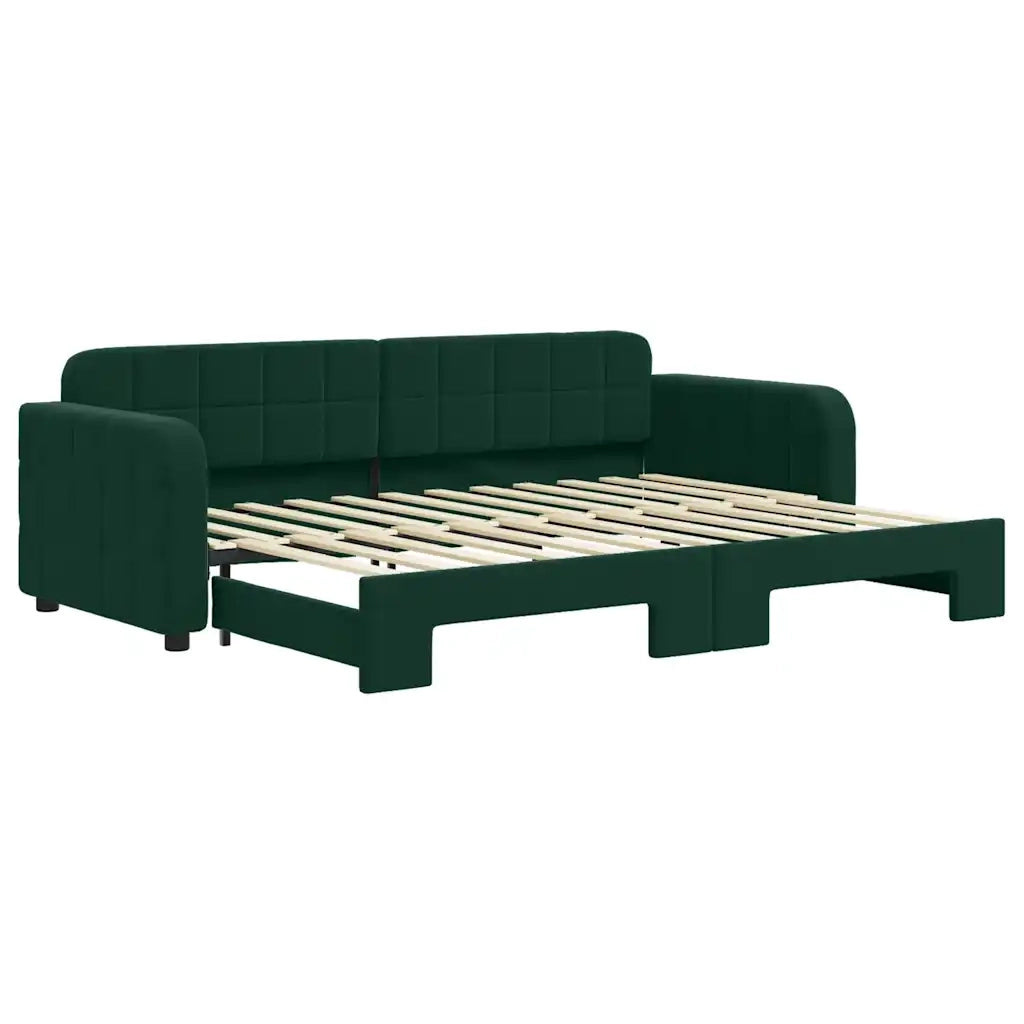 Divano Letto con Letto Estraibile Verde Scuro 80x200cm Velluto 3196924