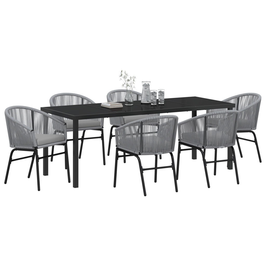 Set da pranzo da giardino 7 pezzi Grigio Rattan PE