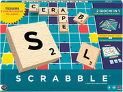Scrabble in legno, versione in italiano del gioco da tavolo con le parole, doppia modalita di gioco girando il tabellone