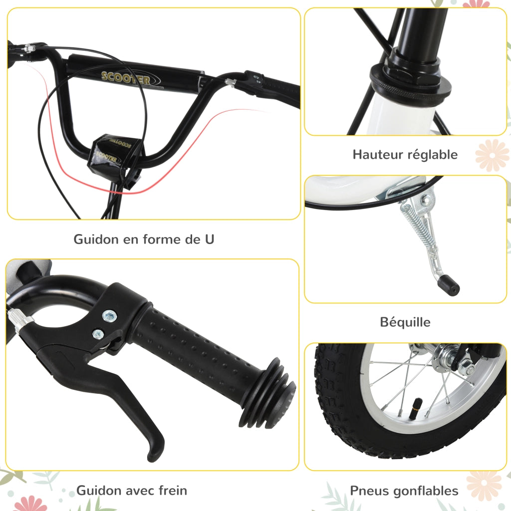 Trottinette bambini ¨C zephmum ¨C 12 pollici, pneumatici, bianco